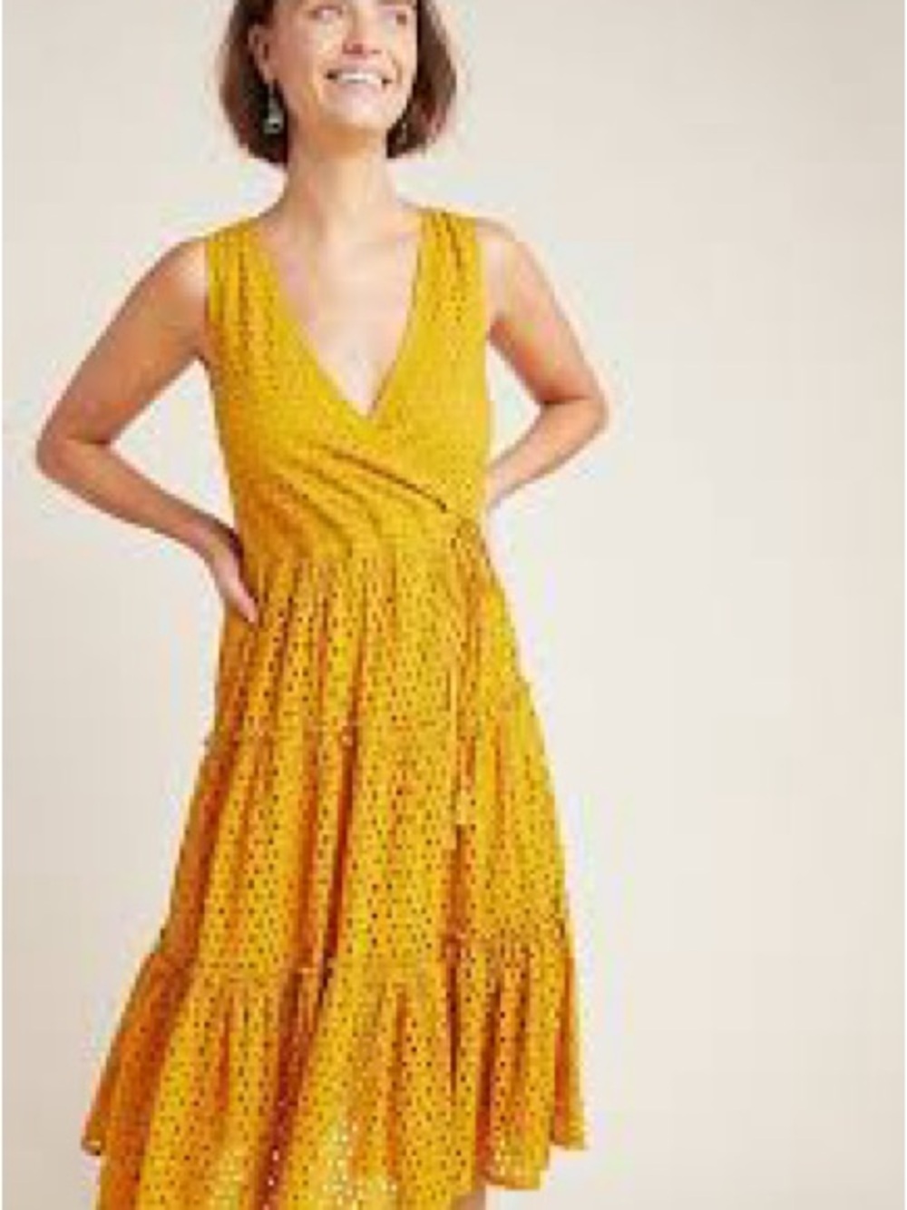 Antropologie Frye Mustard Yellow Tiered Eyelet Maxi Skirt